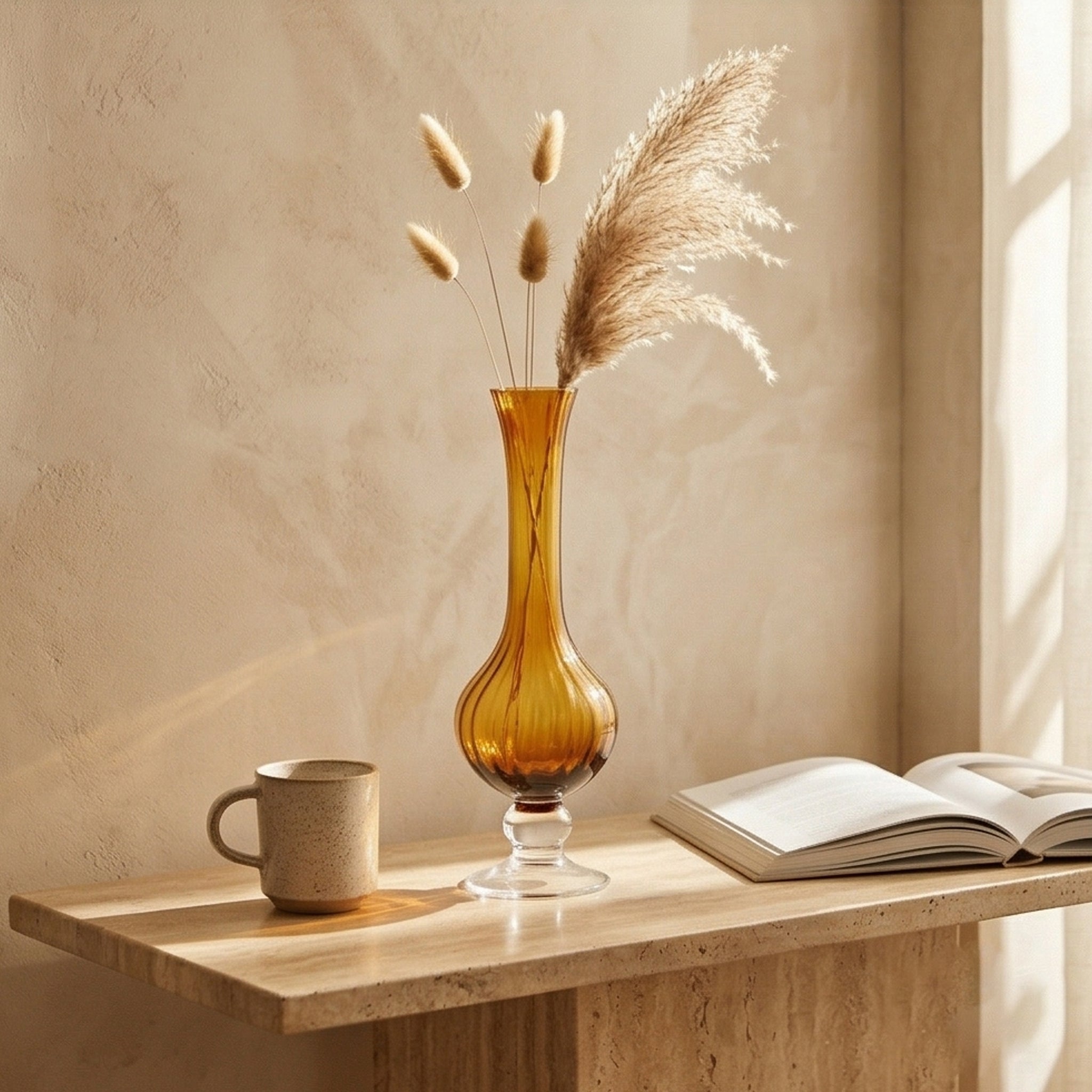 Vaso collolungo ambra h.40