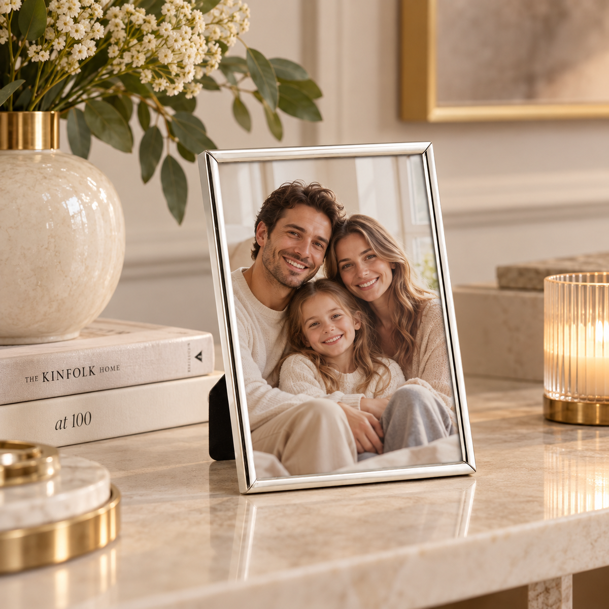 Portafoto TRACY Medium in Acciaio Color Argento con Cornice Sottile – Foto 13 x 18 cm