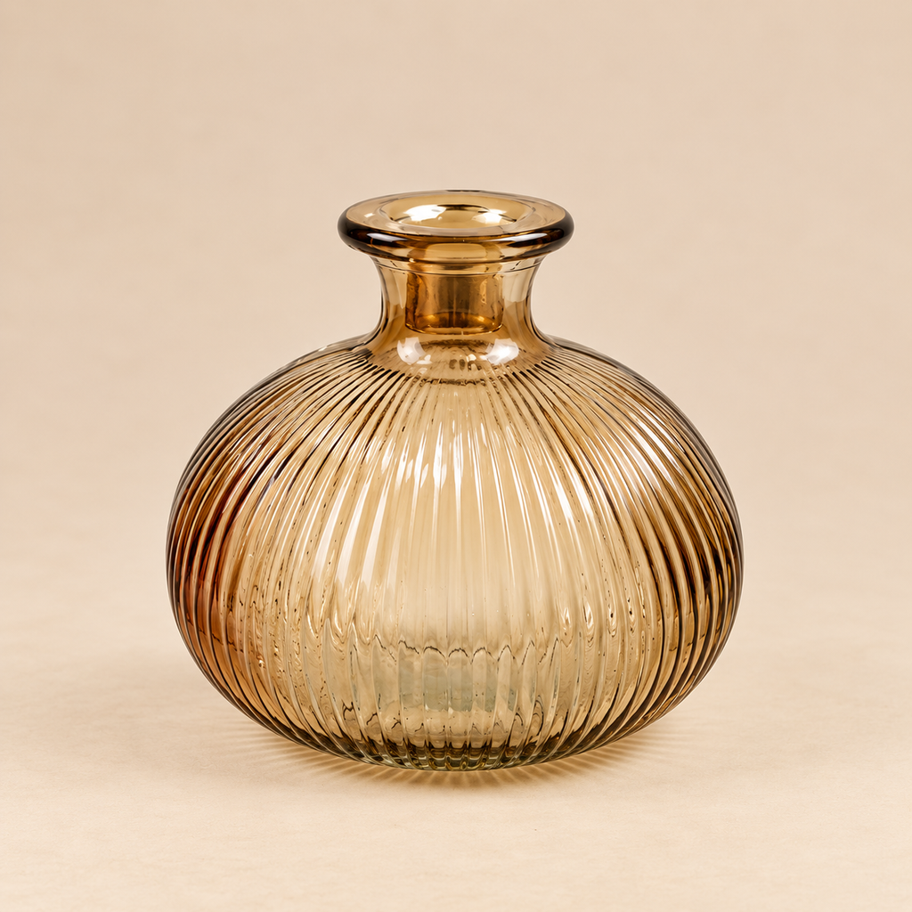 Portacandela Ribbed Ambra