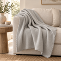 Plaid in Cotone e Lino Grigio 200 x 150 cm