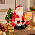 Babbo Natale Seduto con Albero Illuminato e Trenino Natalizio in Resina – Collezione My Dear Santa 24x14x21 cm