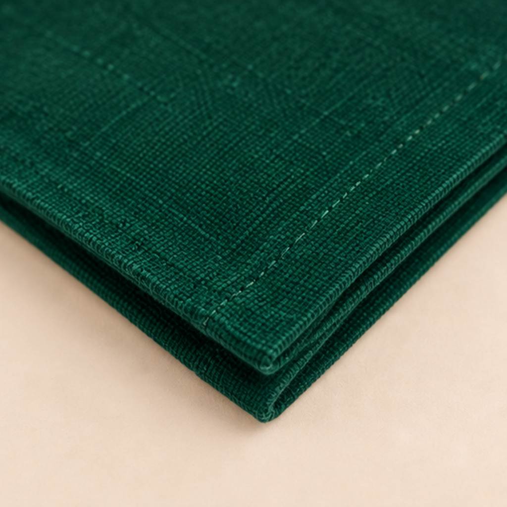 Set 4 Tovaglioli Natalizi in Cotone  verdi con Ricamo Albero 40 x 40 cm