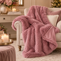 Plaid in Ecopelliccia Rosa Antico Morbido ed Elegante 130 x 170 cm – Blanc Mariclò