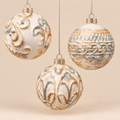 Sfera di Natale in Vetro Bianco, Oro e Verde Ø 8 cm - Assortita