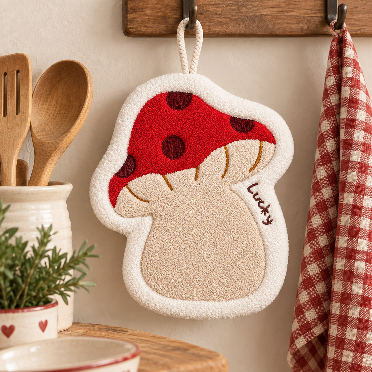 Presina da Cucina Sagomata Fungo Rosso 20 x 22 cm