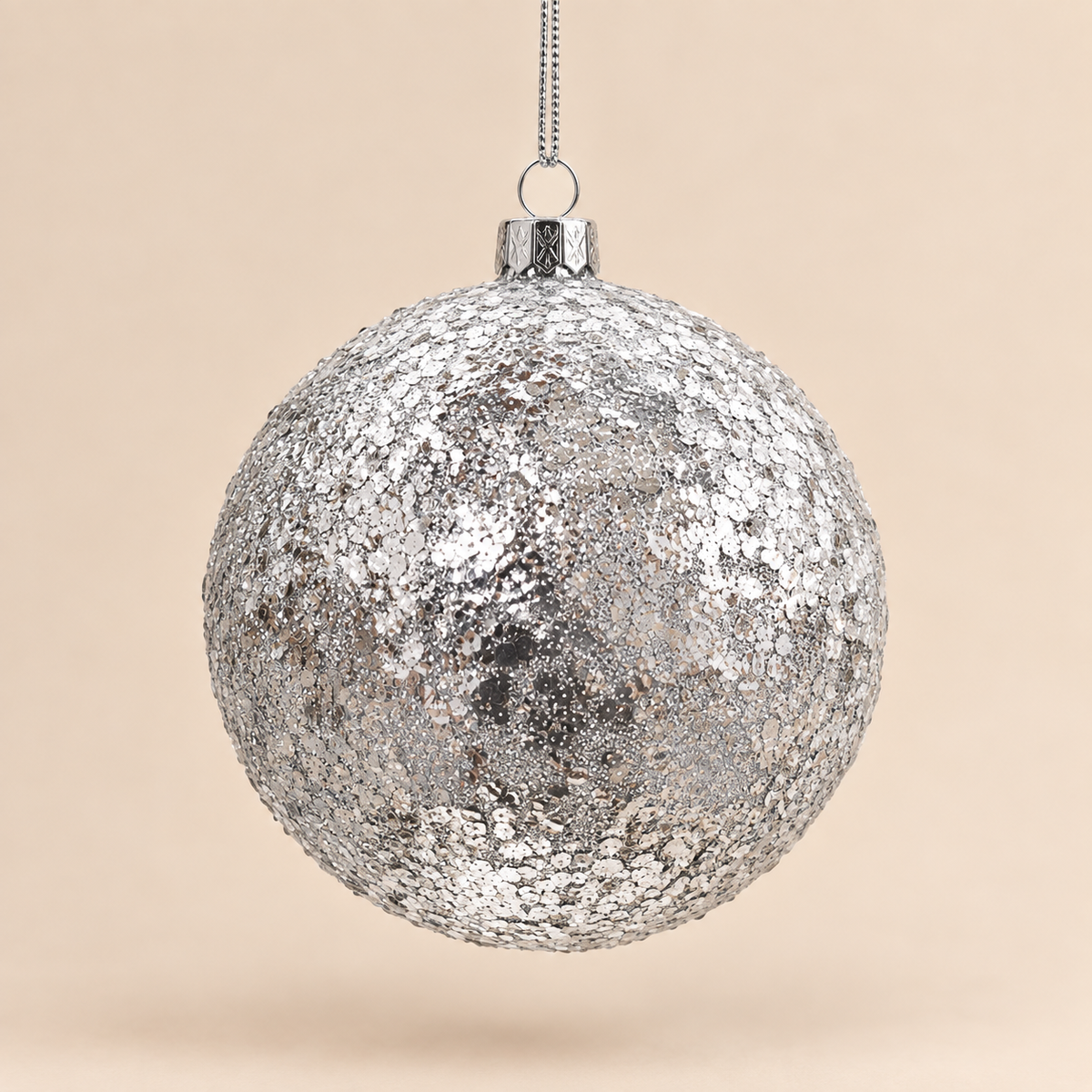 Sfera di Natale Argento Effetto Ghiaccio Ø 10 cm in PVC