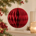 Sfera di Natale EDG Origami in Carta Rosso Bordeaux con Motivo a Nido d'Ape – Ø 10 cm