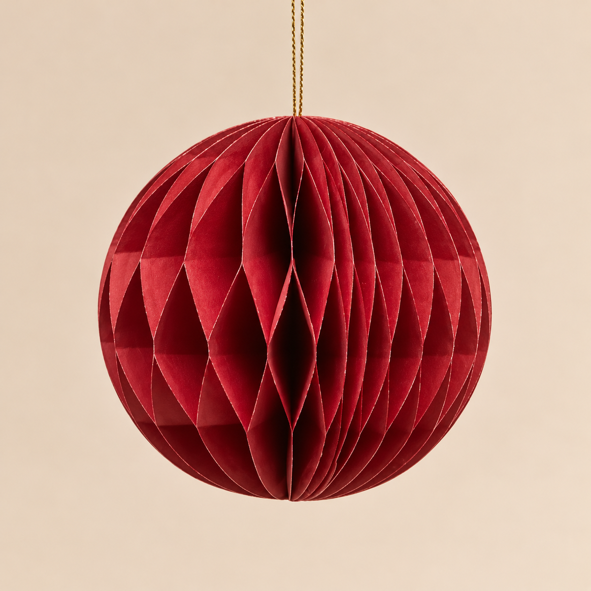 Sfera di Natale EDG Origami in Carta Rosso Bordeaux con Motivo a Nido d'Ape – Ø 10 cm