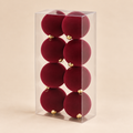Set 8 Palline di Natale in Velluto Bordeaux Ø 8 cm