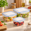 Set 3 Contenitori Ermetici Quadrati per Alimenti icon Guarnizione  – 0,4 / 0,7 / 1,2 Litri – Freezer e Microonde