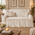 Copridivano con Gala Volant Naturale in Microfibra 160 x 280 cm – Blanc Mariclò