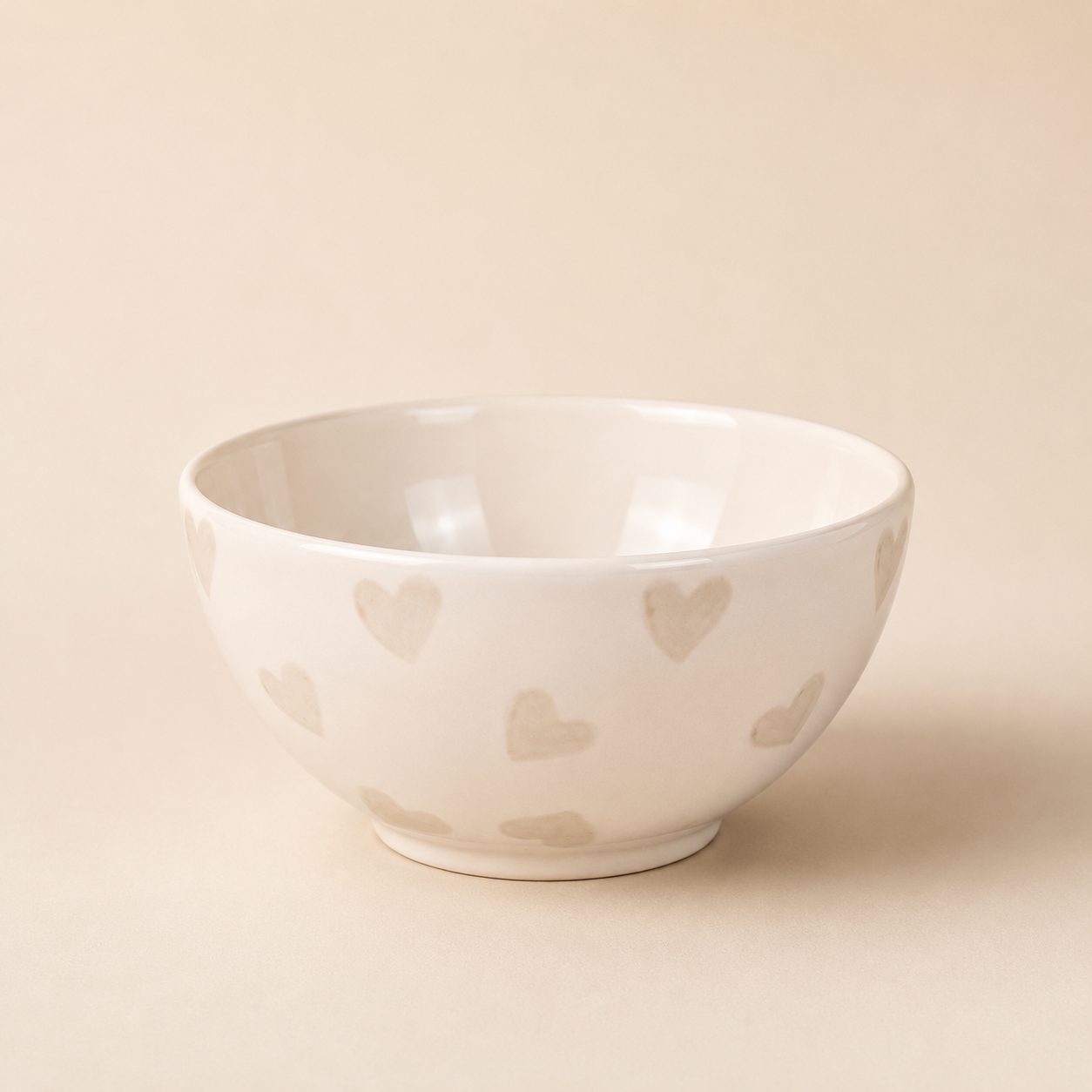 Ciotola Cuori Volanti Beige in Ceramica – Ø 15 cm