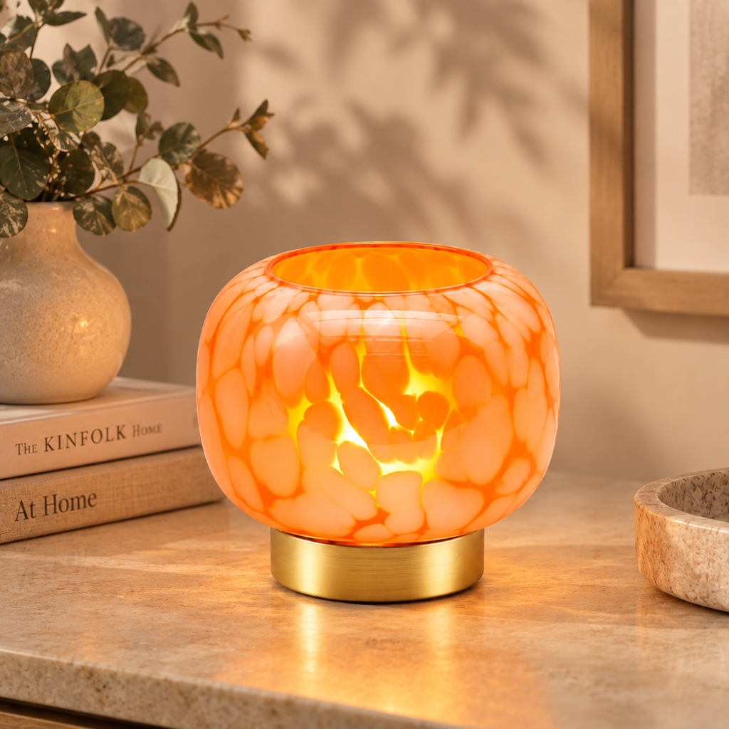 Lampada da Tavolo Joplin EDG in Vetro Ambrato H 14 cm