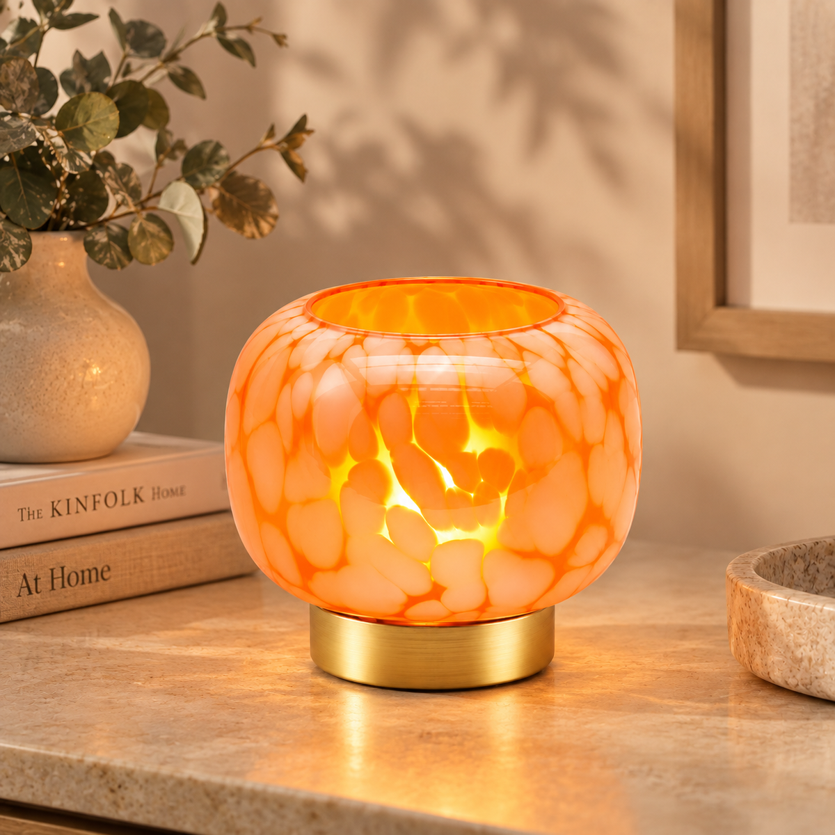 Lampada da Tavolo Joplin EDG in Vetro Ambrato H 14 cm