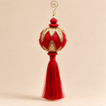 Sfera Natalizia EDG Rossa e Oro con Decorazioni Gioiello e Nappa Rossa Ø8xH28 cm