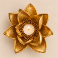 Portacandela Magnolia Oro in Poliresina Ø18 x H7 cm - EDG
