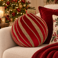 Cuscino Natalizio Sagomato Pallina Rosso e Oro 38 x 40 cm - Blanc Mariclò
