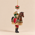 Pendente Natalizio EDG Schiaccianoci Re a Cavallo Rosso, Verde e Oro 33cm