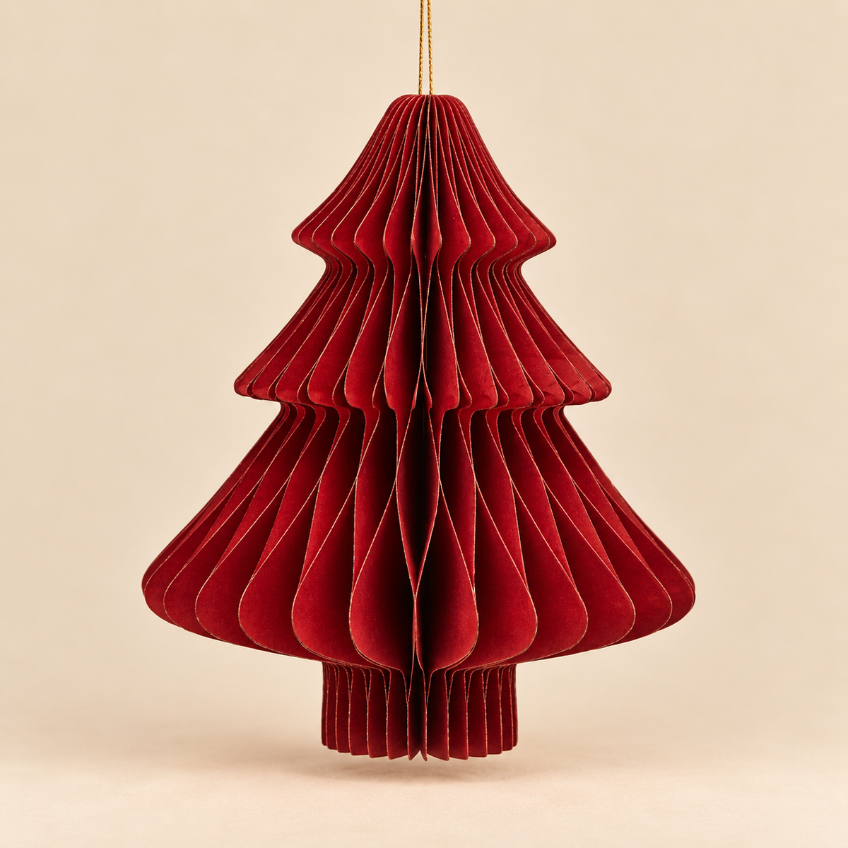 Albero di Natale in Carta Avorio da Appendere H 22 x Ø 18 cm - EDG