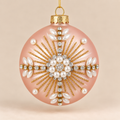Sfera di Natale in Vetro Rosa Cipria con Perle e Cristalli Ø 10 cm