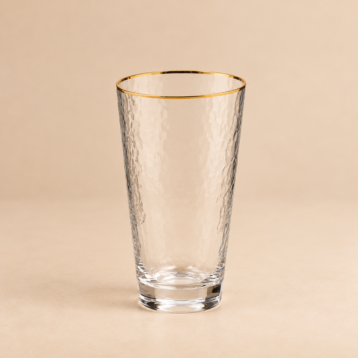 Set 6 Bicchieri Alti in Vetro Trasparente con Bordo Oro – 490 ml