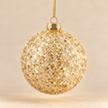 Sfera di Natale in Vetro con Scaglie Glitter Oro e Finitura Brillante – Ø 10 cm