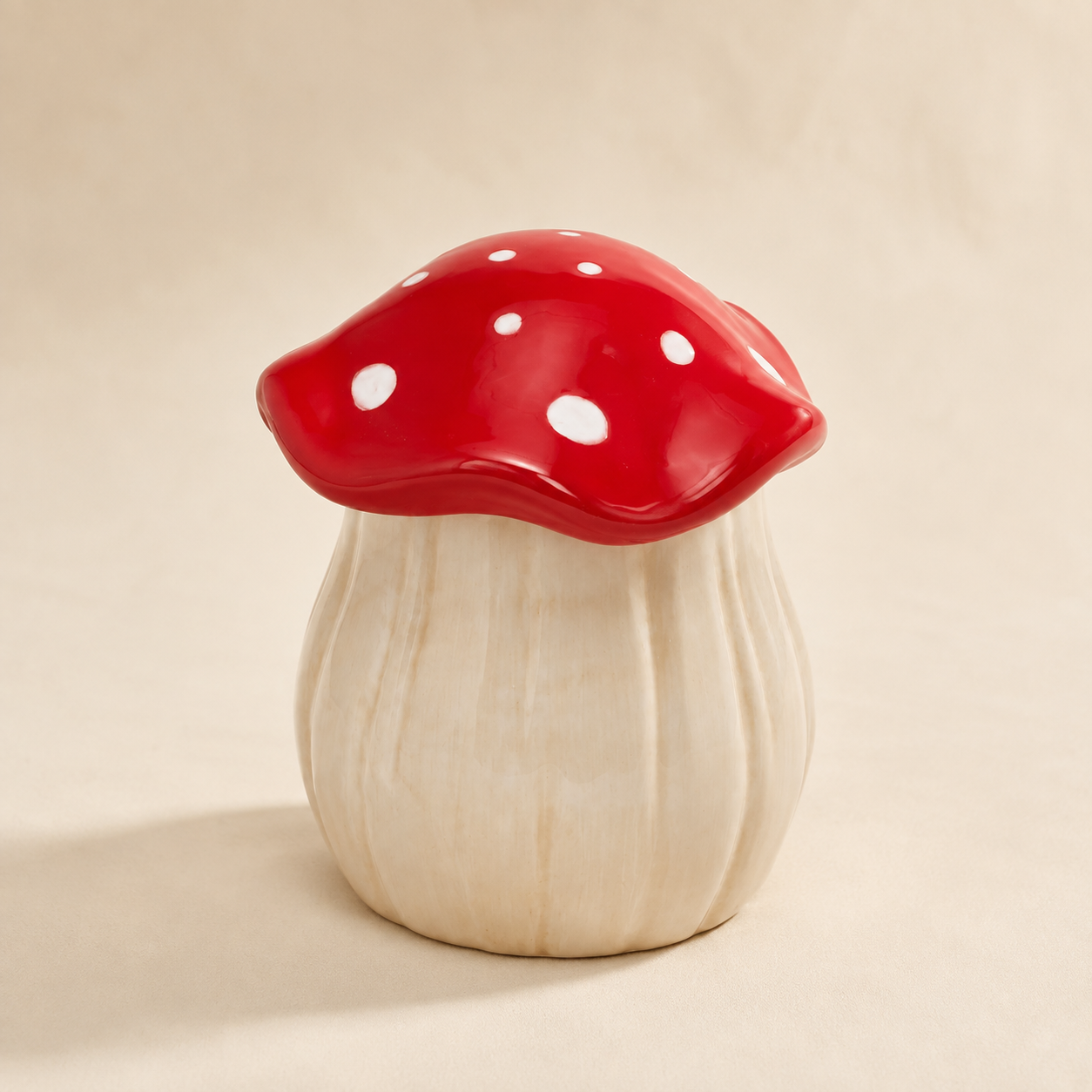 Contenitore Fungo in Ceramica Dipinto a Mano – Ø 15 x H 18 cm