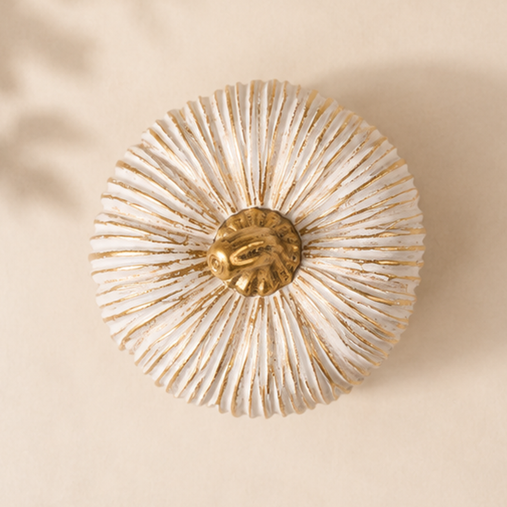 Zucca Decorativa Bianca e Oro in Ceramica – Ø 12 x H 10 cm