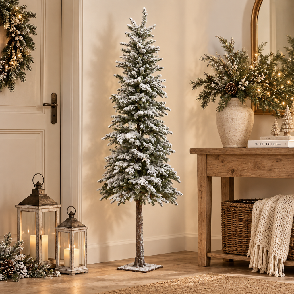 Pino Artificiale Innevato Slim con Tronco H 132 x Ø 43 cm - EDG