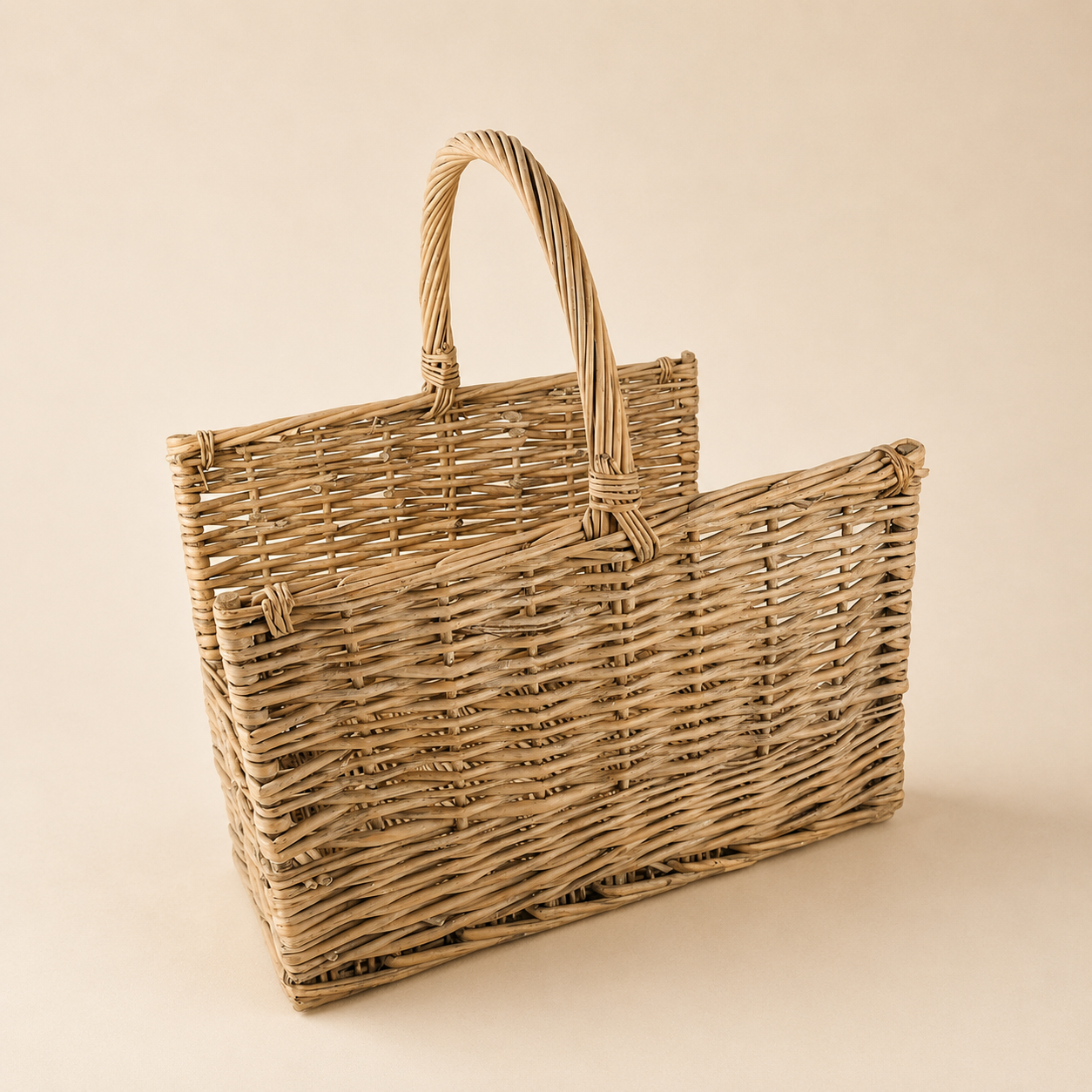 Portariviste in Vimini Intrecciato con Manico – 46 x 32 x H 52 cm