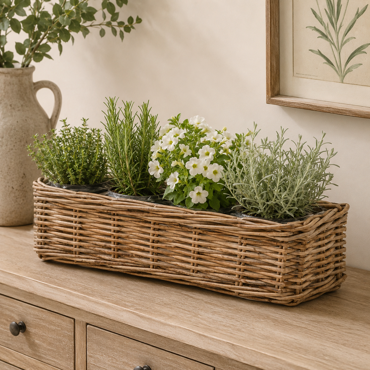 Cesto Rettangolare in Rattan – 47 x 17 x H 16 cm