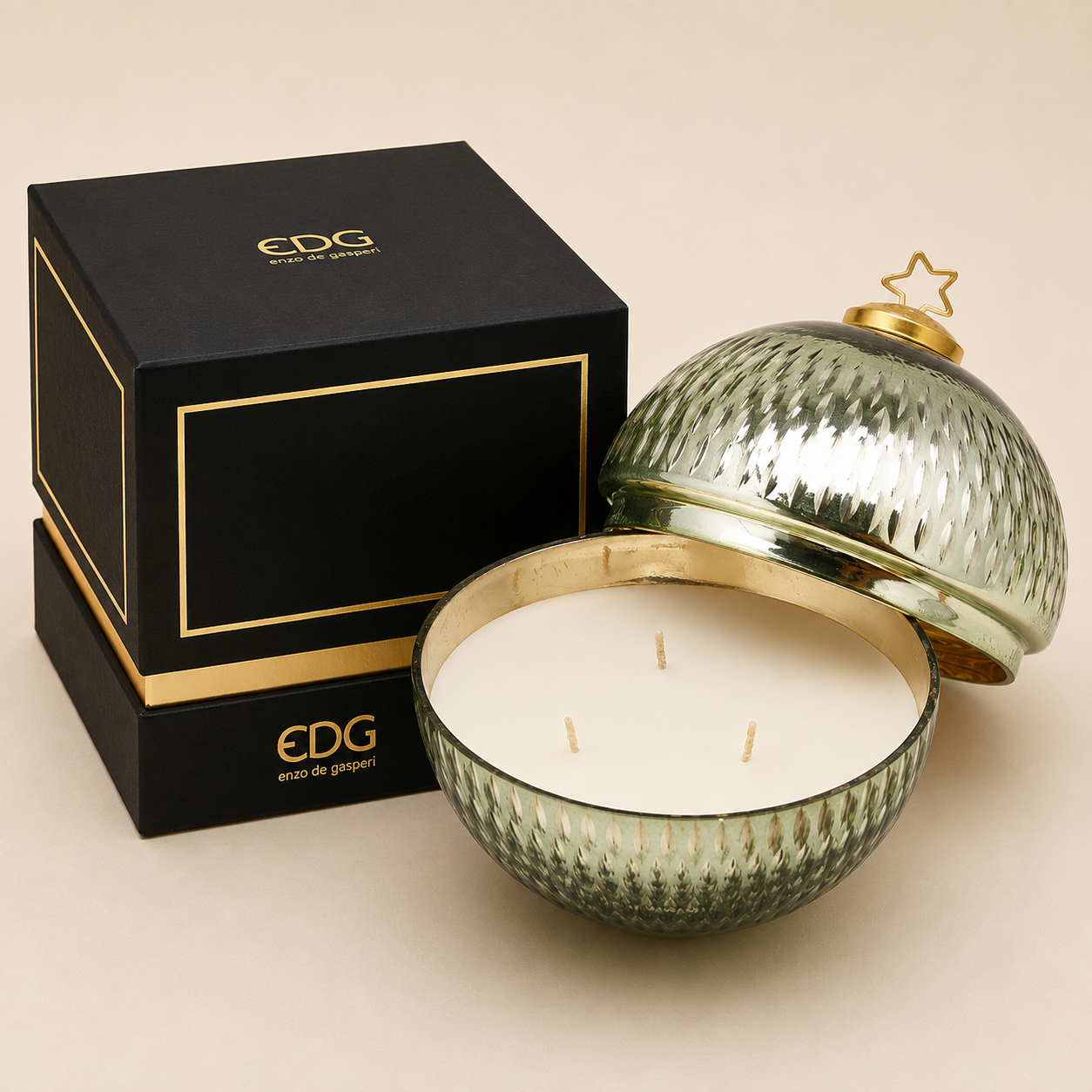 Candela Profumata Sfera "Gocce" con Stella EDG verde