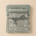 Set 2 Asciugamani Toile du Borgo Blanc Mariclò – 40 x 60 + 60 x 100 cm Verde Salvia con Toile Naturale