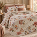 Trapunta Matrimoniale Invernale Margot in Percalle di Cotone con Stampa Floreale Rosa Antico e Avorio 270 x 270 cm – Tessitura Randi