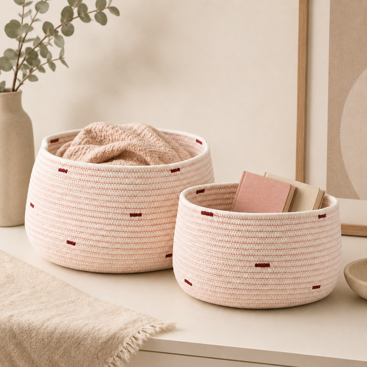 Cesto in Cotone a Linee – Disponibile H 17 o H 20 cm