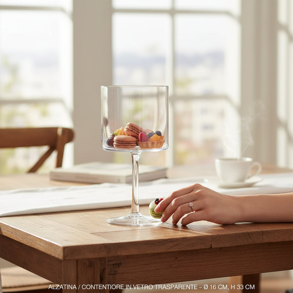 Alzatina contenitore in vetro