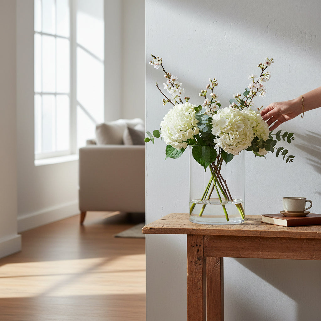 Vaso cilindrico in vetro h.33cm