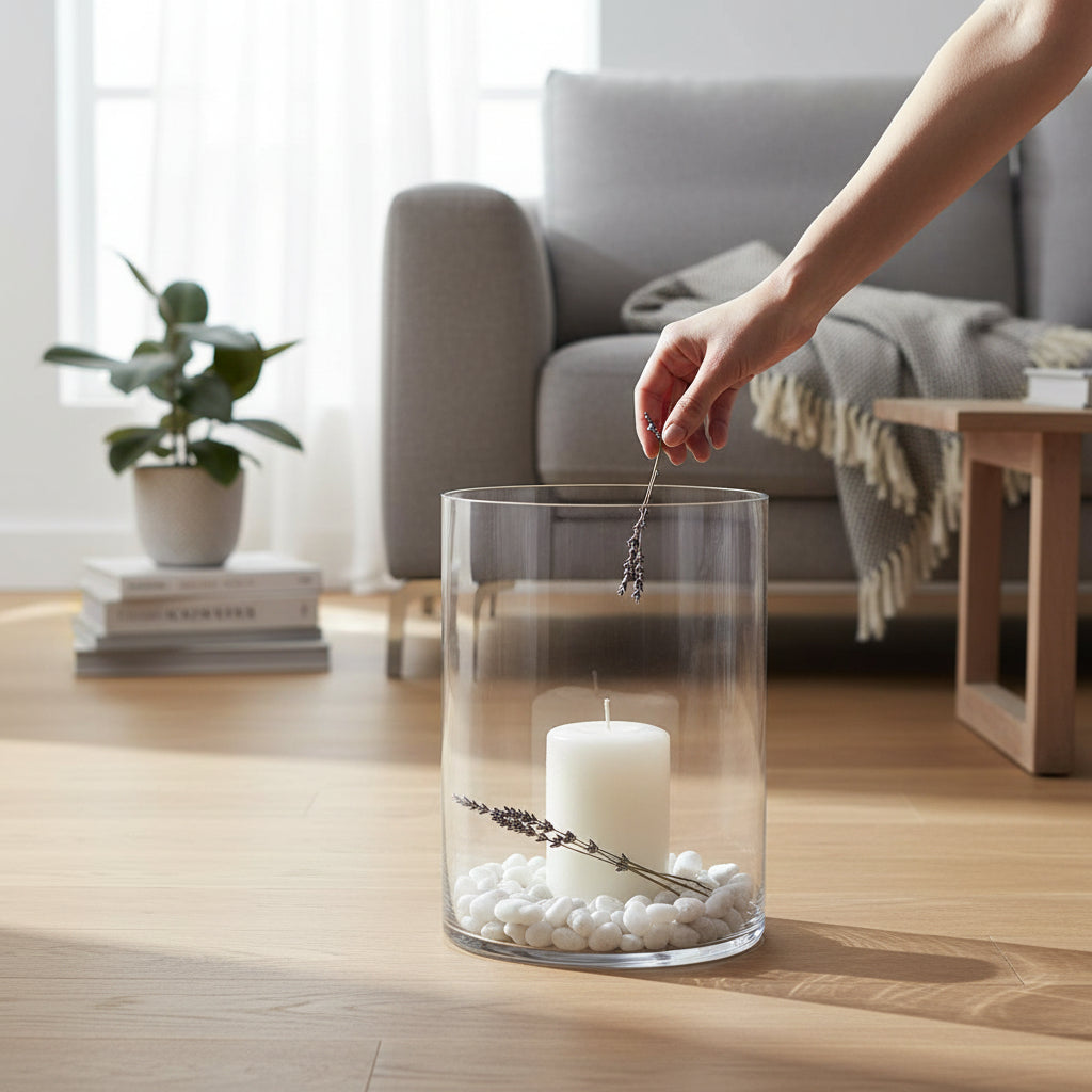 Vaso cilindrico in vetro h.33cm