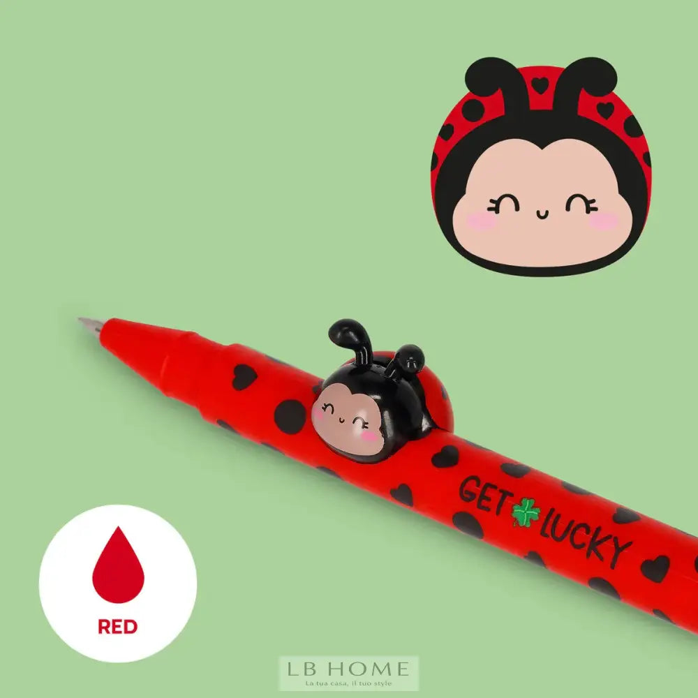 Penna Gel con Animaletto Decorativo Ladybug ’Get Lucky’ - Lovely Friends Cartoleria
