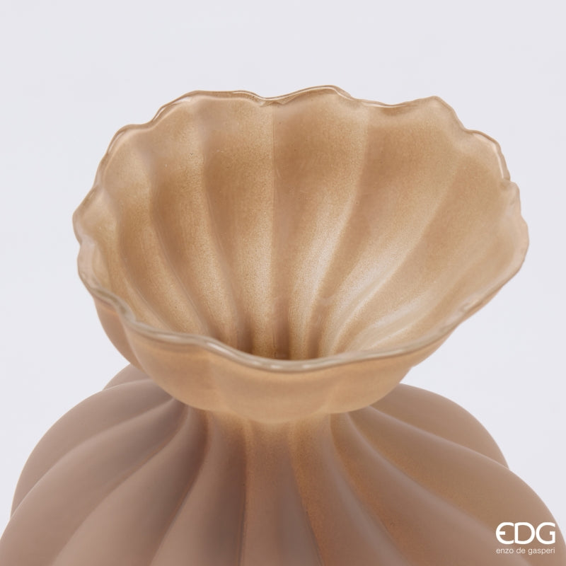 Vaso Design EDG Flow in Vetro Opaco Marrone Chiaro Ø 19,5 x H 30,5 cm