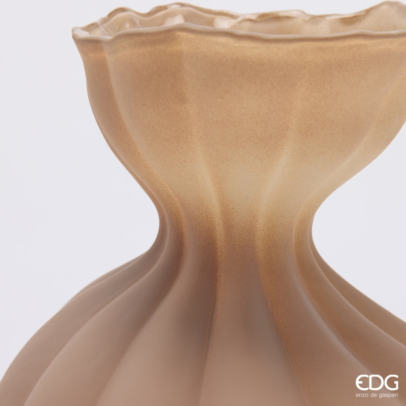 Vaso Design EDG Flow in Vetro Opaco Marrone Chiaro Ø 19,5 x H 30,5 cm