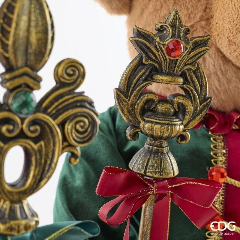 Orso Soldato Schiaccianoci H 100 cm Verde/Rosso - EDG