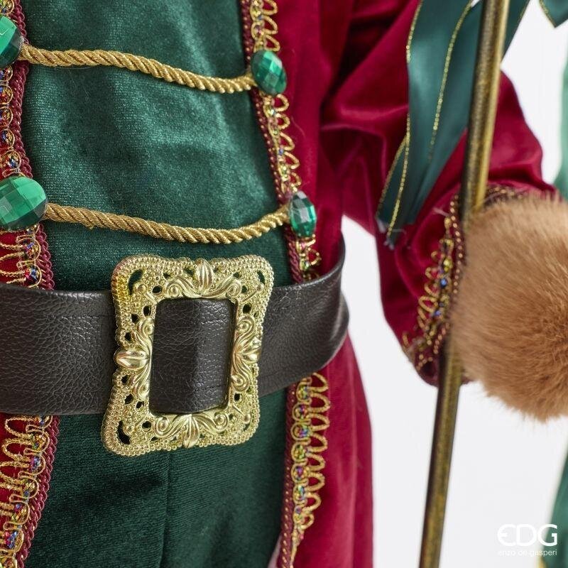 Orso Soldato Schiaccianoci H 100 cm Verde/Rosso - EDG