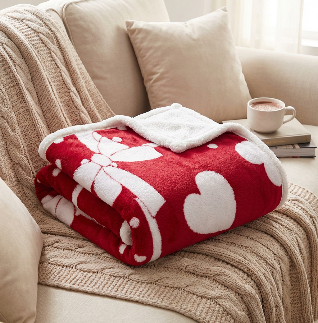 Plaid sherpa cuori Home Sweet Home