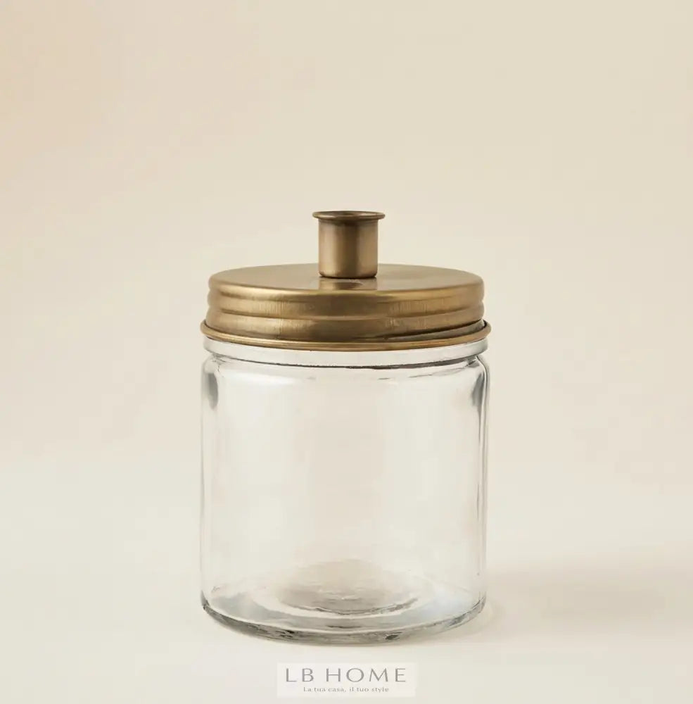 Portacandela barattolo con coperchio oro Portacandela
