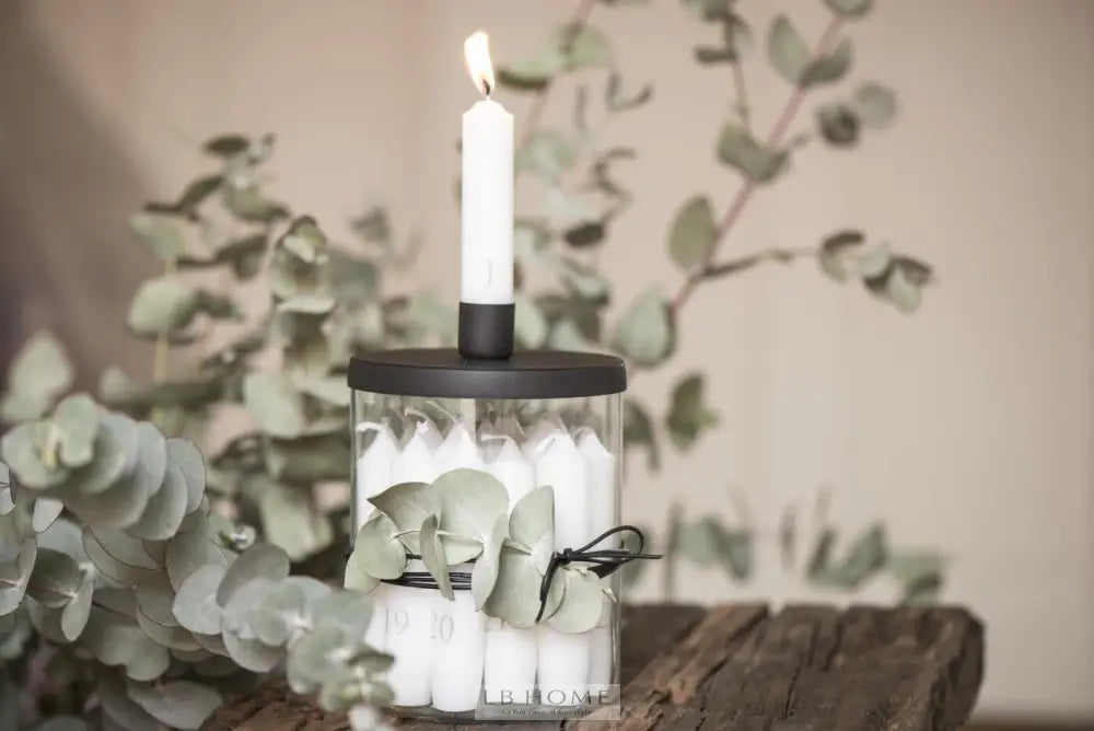 Portacandela barattolo nero Portacandela