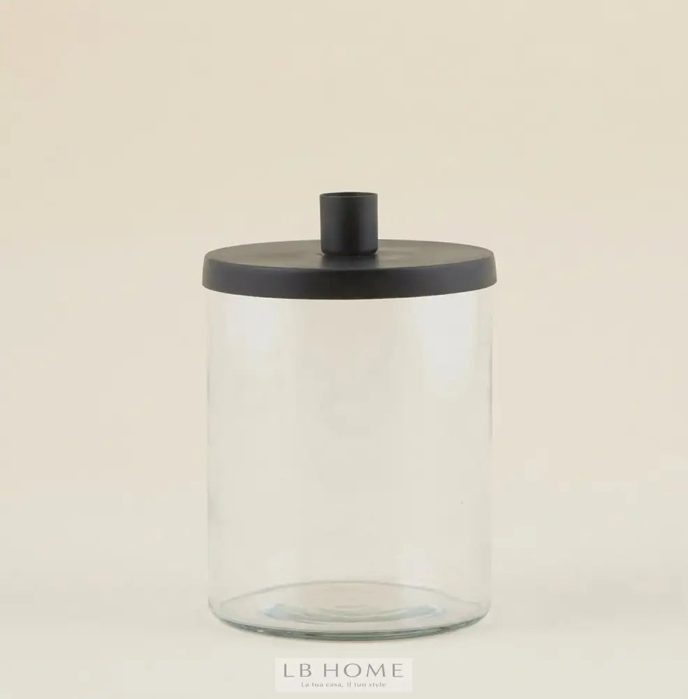 Portacandela barattolo nero Portacandela