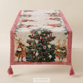 Runner ricamato con nappe "Favola di Natale"