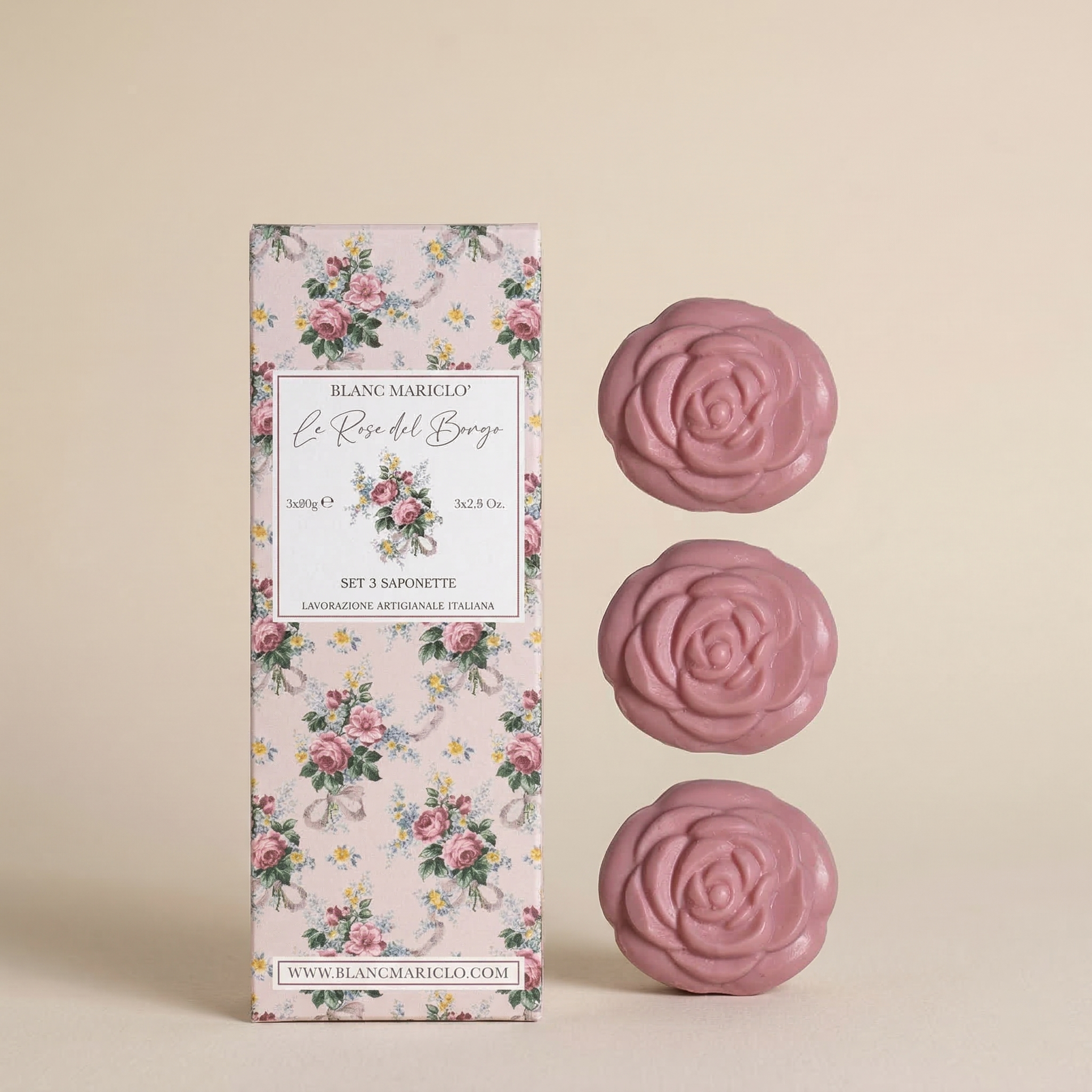 Set 3 saponette Le rose del borgo