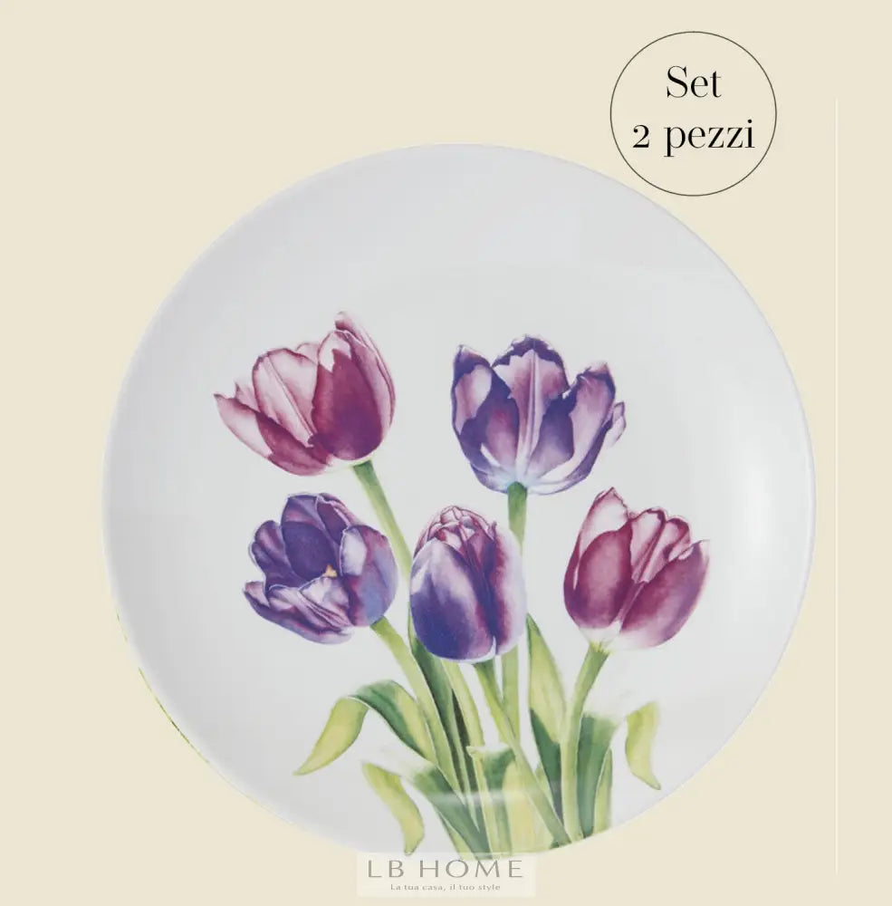 Set 2 piatti piani 23cm ’Floriade’ tulipani Piatti